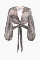 Thumbnail for your product : Zimmermann Cropped Cutout Twisted Pleated Floral-print Organza Blouse