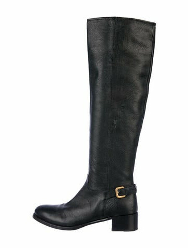 Prada Leather Riding Boots Black ShopStyle