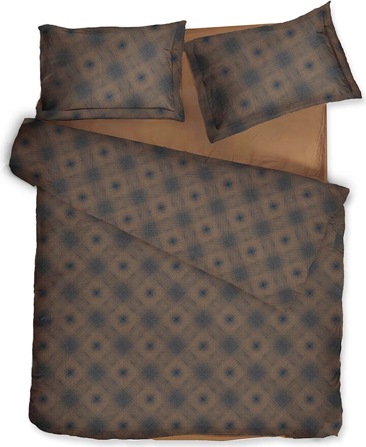 Decoflux Home Gold / Blue Sateen Bed Linen Set Mirage Gold Uk Super King Us King