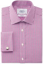 Thumbnail for your product : Charles Tyrwhitt Pink silk road gingham check slim fit shirt