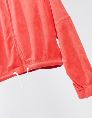 Nike crop retro terry towelling track jacket in red