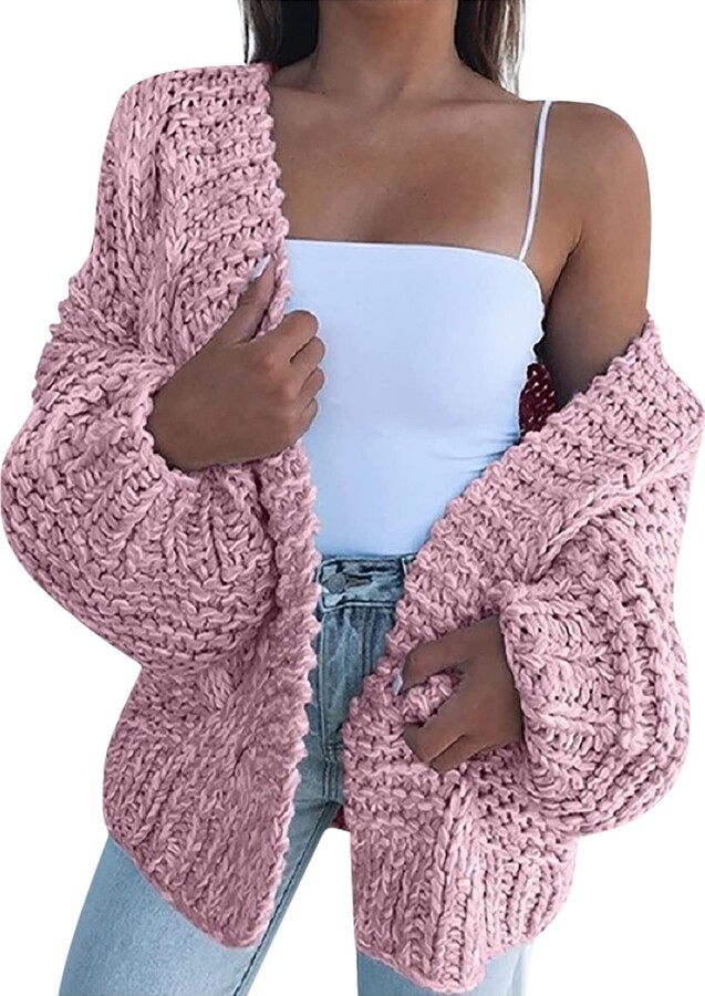 Huaya Women's Fashion Plus Size Casual Cable Knit Copped Cardigan