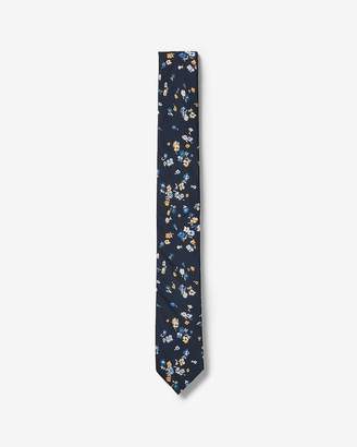 Express Slim Blue Floral Print Liberty Fabric Cotton Tie