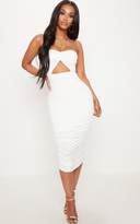 Thumbnail for your product : PrettyLittleThing Shape White Slinky Cut Out Ruched Bandeau Midi Dress