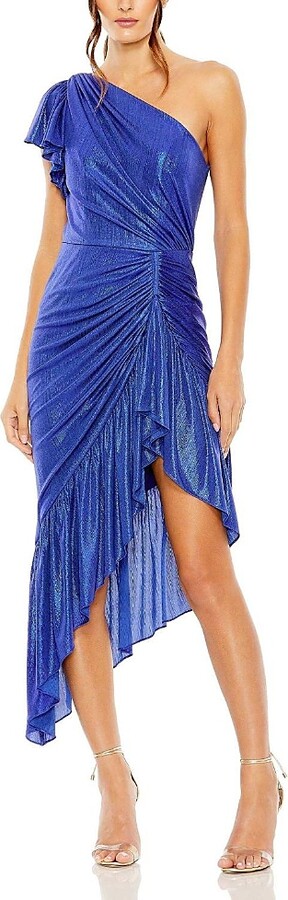 Mac Duggal One Shoulder Flutter Sleeve High Low Dress