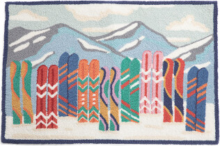 TJMAXX 2X3 Colorful Ski Skates Hook Rug, Cotton/Polyester