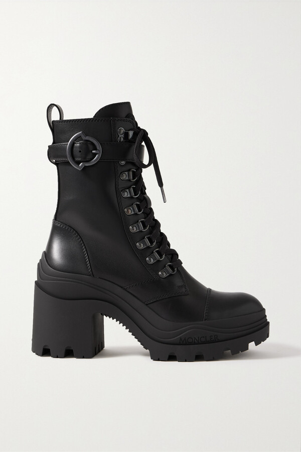 Moncler - Envile Buckled Leather Combat Boots - Black