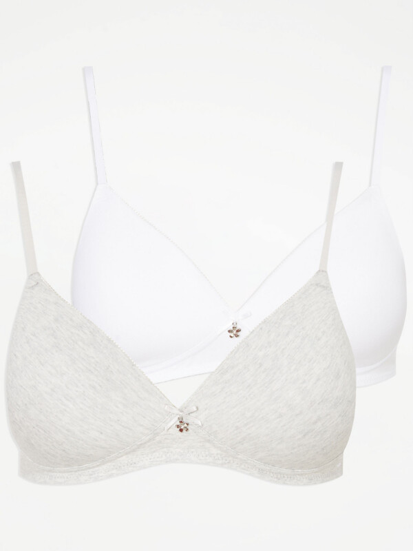 George Non Wired First Bras 2 Pack - White/Grey - ShopStyle