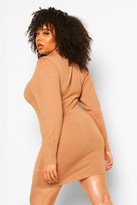 Thumbnail for your product : boohoo Plus Long Sleeve Knitted Jumper Dress