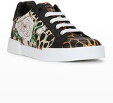 Thumbnail for your product : Dolce & Gabbana Girl's Portofino Ocelot And Rose-Print Sneakers, Toddlers/Kids