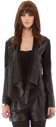 Cynthia Vincent Leather Sleeve Jacket