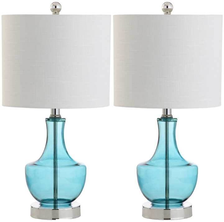 20in Mini Glass Table Lamps Style, Set Of Two Glass Table Lamps