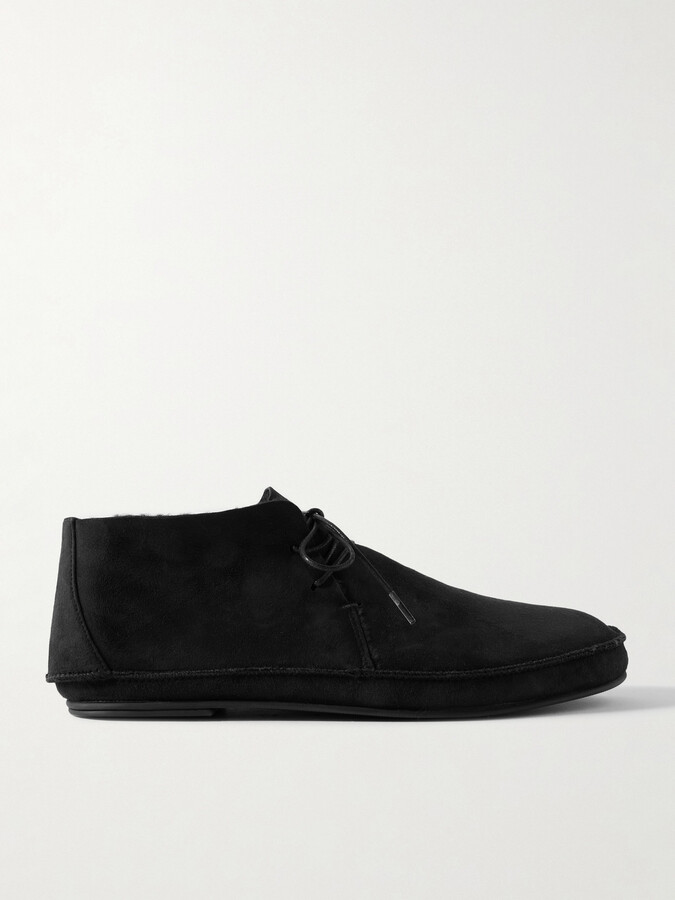 The Row - Tyler Shearling-lined Suede Ankle Boots - Black