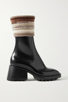 Thumbnail for your product : Chloé Betty Striped Knitted And Pvc Ankle Boots