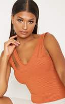 Thumbnail for your product : PrettyLittleThing Burnt Orange Rib Cut Out Detail Cami Top