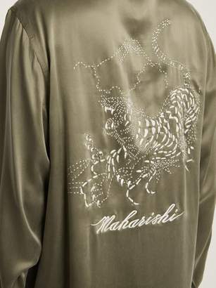 MHI Tiger Embroidery Silk Shirt - Womens - Green
