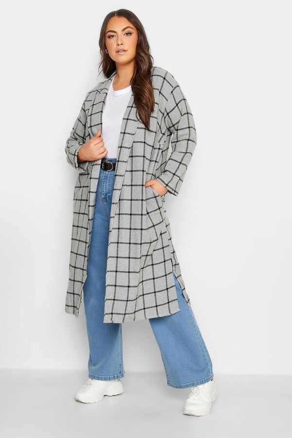 Yours Check Long Coat ShopStyle