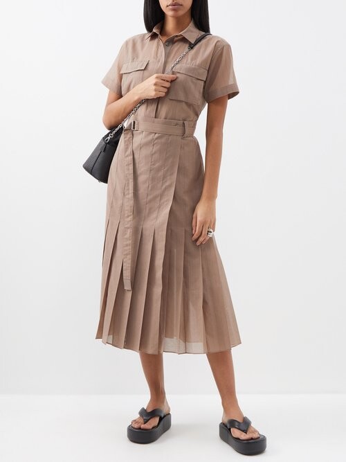 Shirt Dress Pleated Skirt | ShopStyle