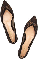 Thumbnail for your product : Gianvito Rossi Suede-trimmed lace flats