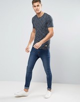 Thumbnail for your product : Minimum Johnston T-Shirt Floral Print Slim Fit In Navy