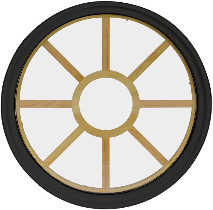 FrontLine 36 in. x 36 in. Round Bronze 4-9/16 in. Jamb 2-1/4 in. Interior Trim 9-Lite Grille Geometric Aluminum Clad Wood Window