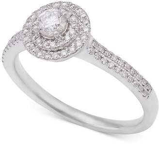 Macy's Diamond Double Halo Engagement Ring (1/2 ct. t.w.) in 14k White Gold