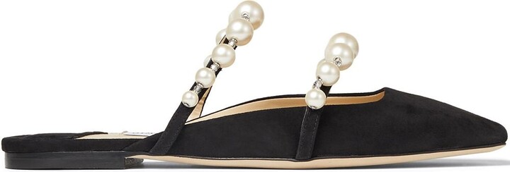 jimmy choo amaya faux pearl embellished patent leather mules