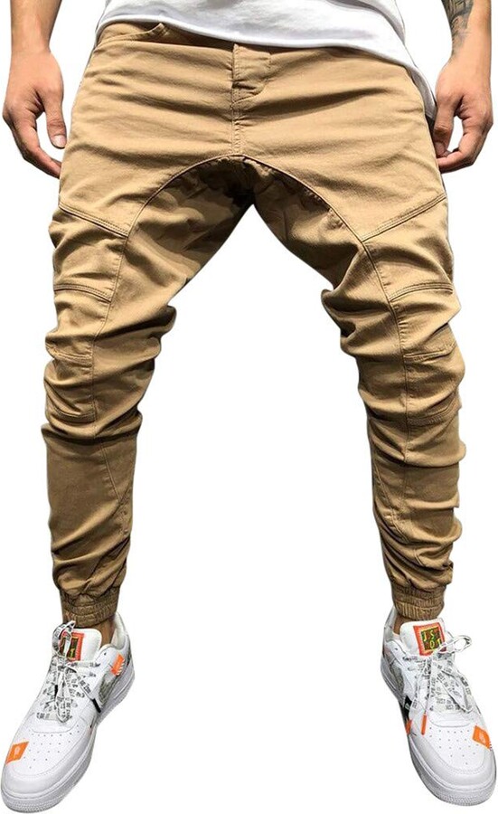 Mens Black Cargo Trousers Fashion Drawstring Hip Hop Harem Cropped Casual  Pants  eBay