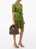 Thumbnail for your product : Emilia Wickstead Reggie High-rise Pleated Linen Shorts - Khaki