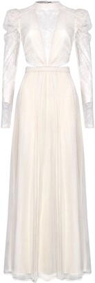 True Decadence Elegant Cream Cut Out Lace Maxi Dress