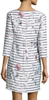 Thumbnail for your product : Marchesa Voyage Floral-Print Striped Sheath Dress, Nautical Flora