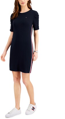 Tommy Hilfiger Ribbed Puff Sleeve Dress