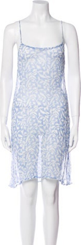CLOE CASSANDRO Silk Slip Dress White Floral Print Sleeveless with Square Neckline