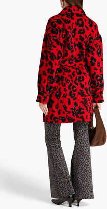 Diane von Furstenberg Manon belted leopard-print brushed wool-blend felt coat