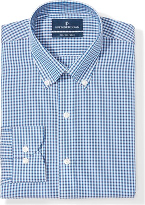 Buttoned Down Men's Slim Fit Button-Collar Pattern Non-Iron Dress Shirt