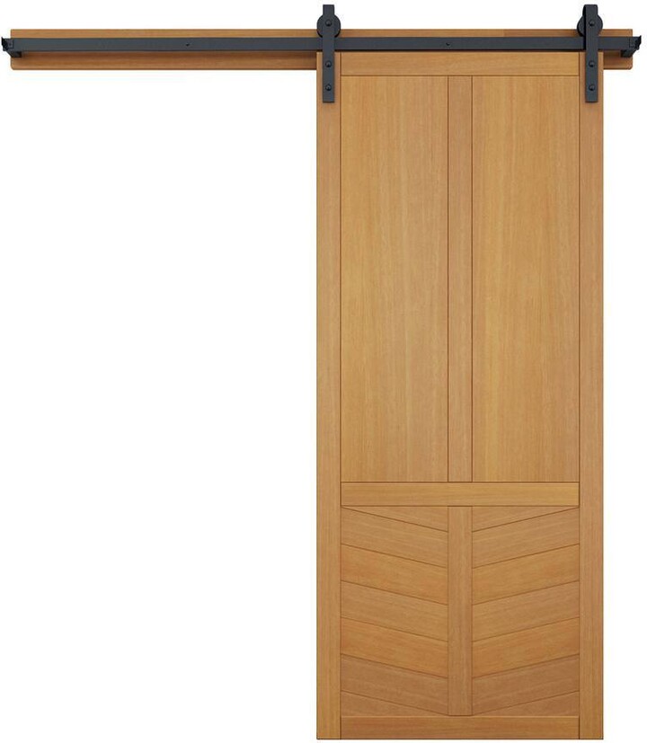 VeryCustom 30 in. x 84 in. The Robinhood Sands Wood Sliding Barn Door with Hardware Kit in Black
