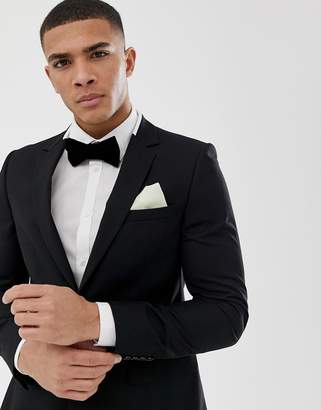 Burton Menswear tuxedo suit jacket with tipping in BLACK