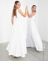 Thumbnail for your product : ASOS DESIGN ASOS DESIGN Henrietta plunge waisted wedding dress with full skirt in ivory