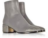 Thumbnail for your product : Rodo Gray and Silver Woven Leather Mid Heel Booties