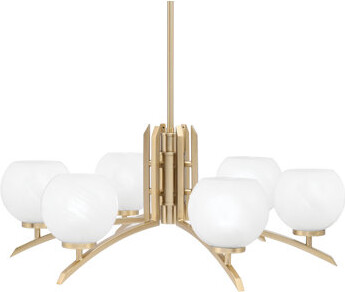Toltec Lighting Kurve 6 Light Chandelier Shown In New Age Brass Finish With 5.75\