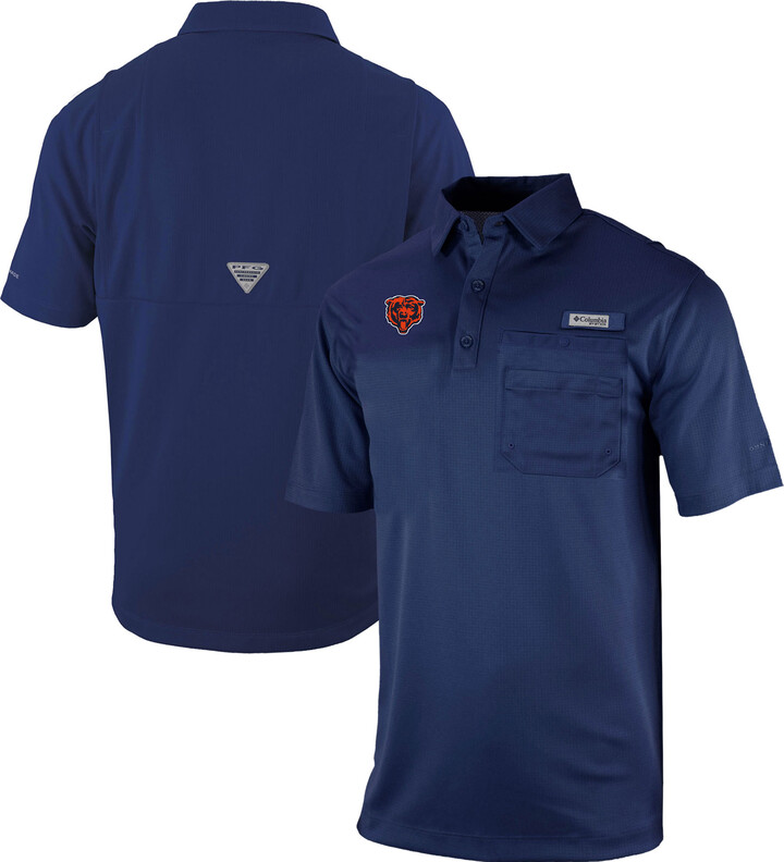 Men's Columbia Navy Chicago Bears Omni-Wick Flycaster Pocket Polo