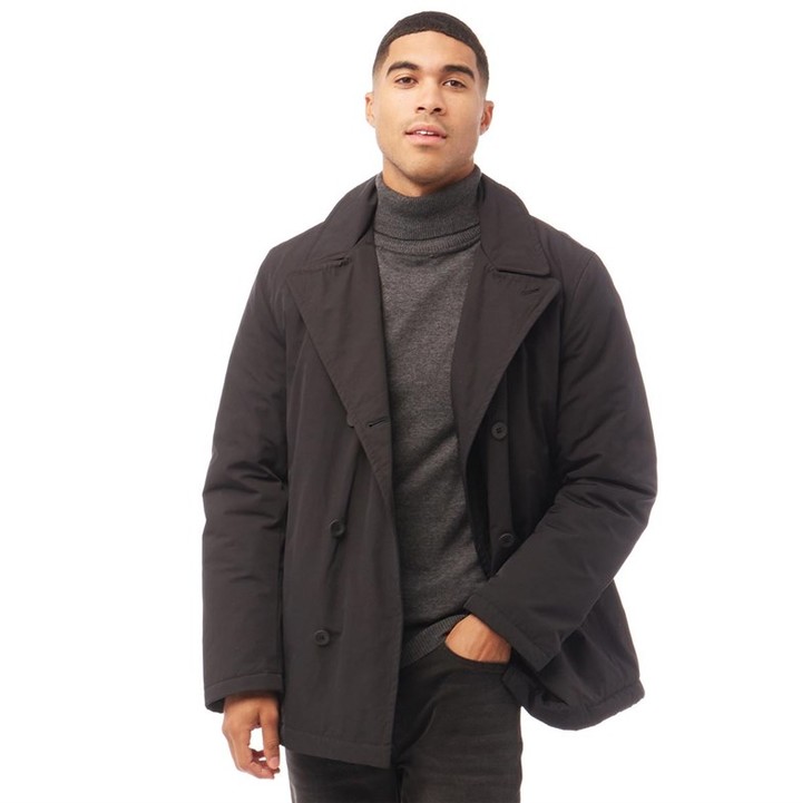 Fred Perry Mens Quilted Pea Coat Black - ShopStyle Outerwear
