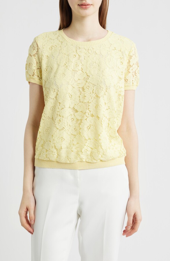 Tahari ASL Lace Front Sweater