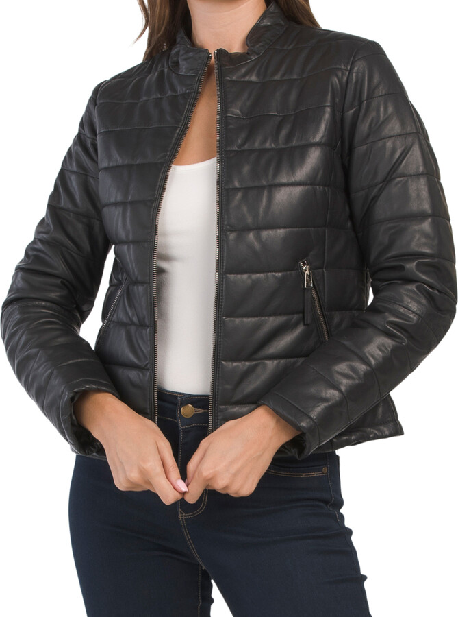 Bod & Christensen Leather Padded Jacket ShopStyle