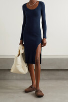 Thumbnail for your product : Rag & Bone Sunny Ribbed Cotton-blend Midi Dress - Midnight blue