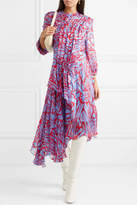 Thumbnail for your product : Preen by Thornton Bregazzi Helen Asymmetric Printed Devore Silk-blend Satin Dress