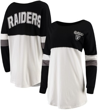 New Era Women's Black/White Oakland Raiders Athletic Varsity Long Sleeve T-Shirt