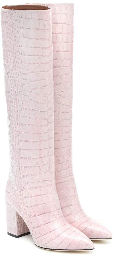 light pink knee high boots