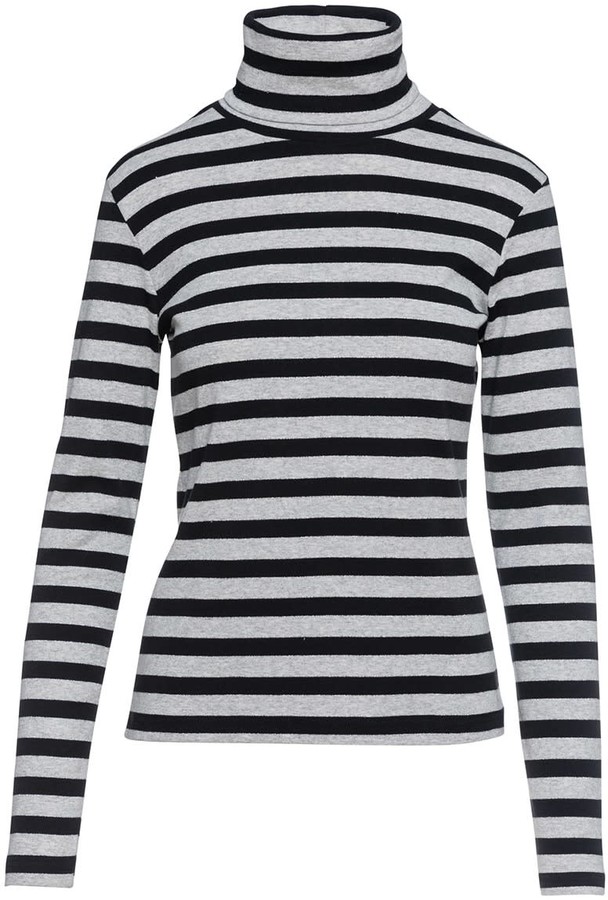 Conquista Striped Black & Grey Polo Neck Jumper - ShopStyle Sweaters