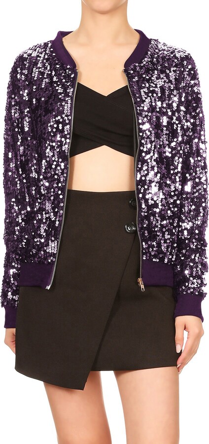 purple sequin jacket womens